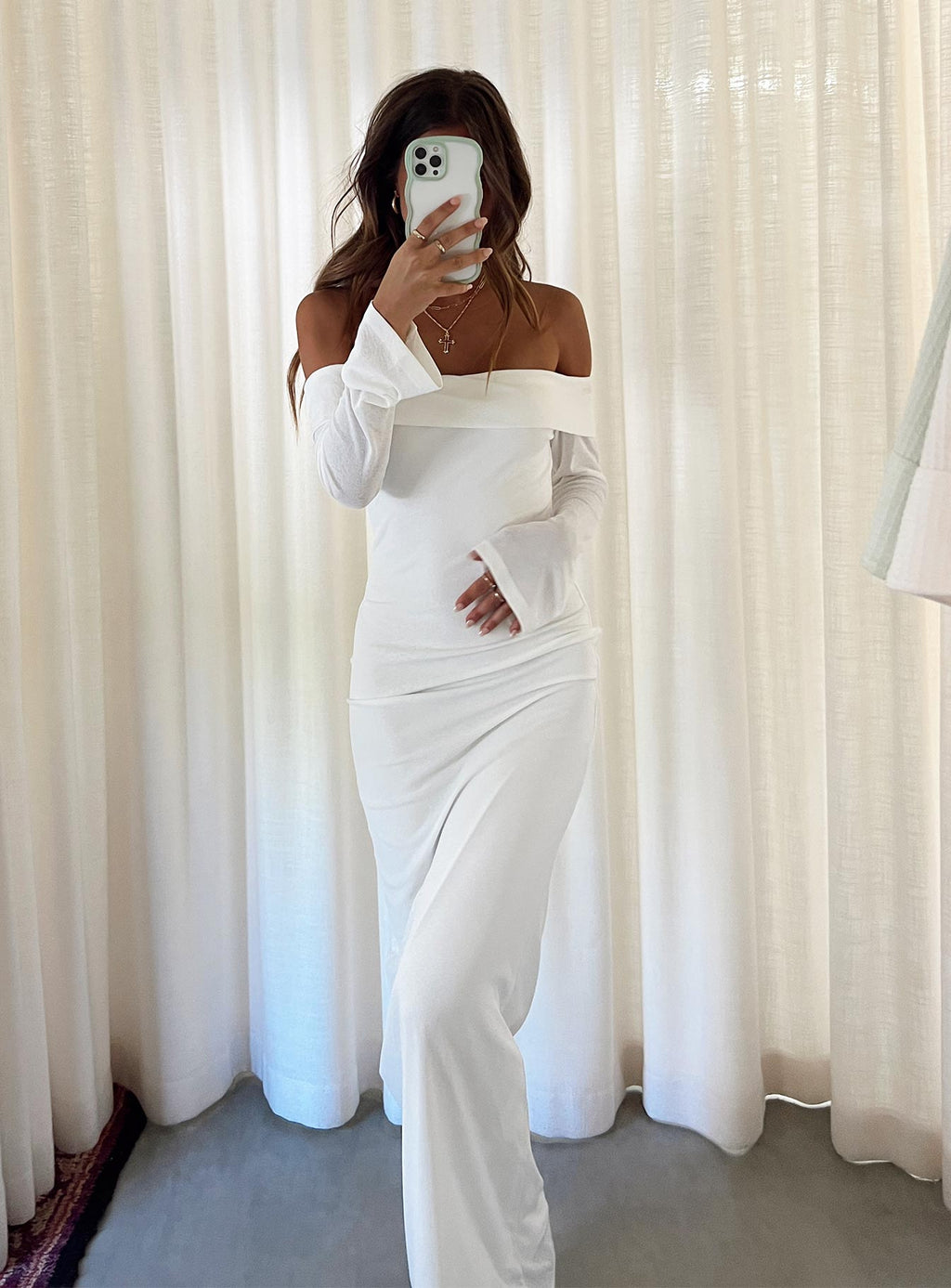Maida Long Sleeve Maxi Dress White