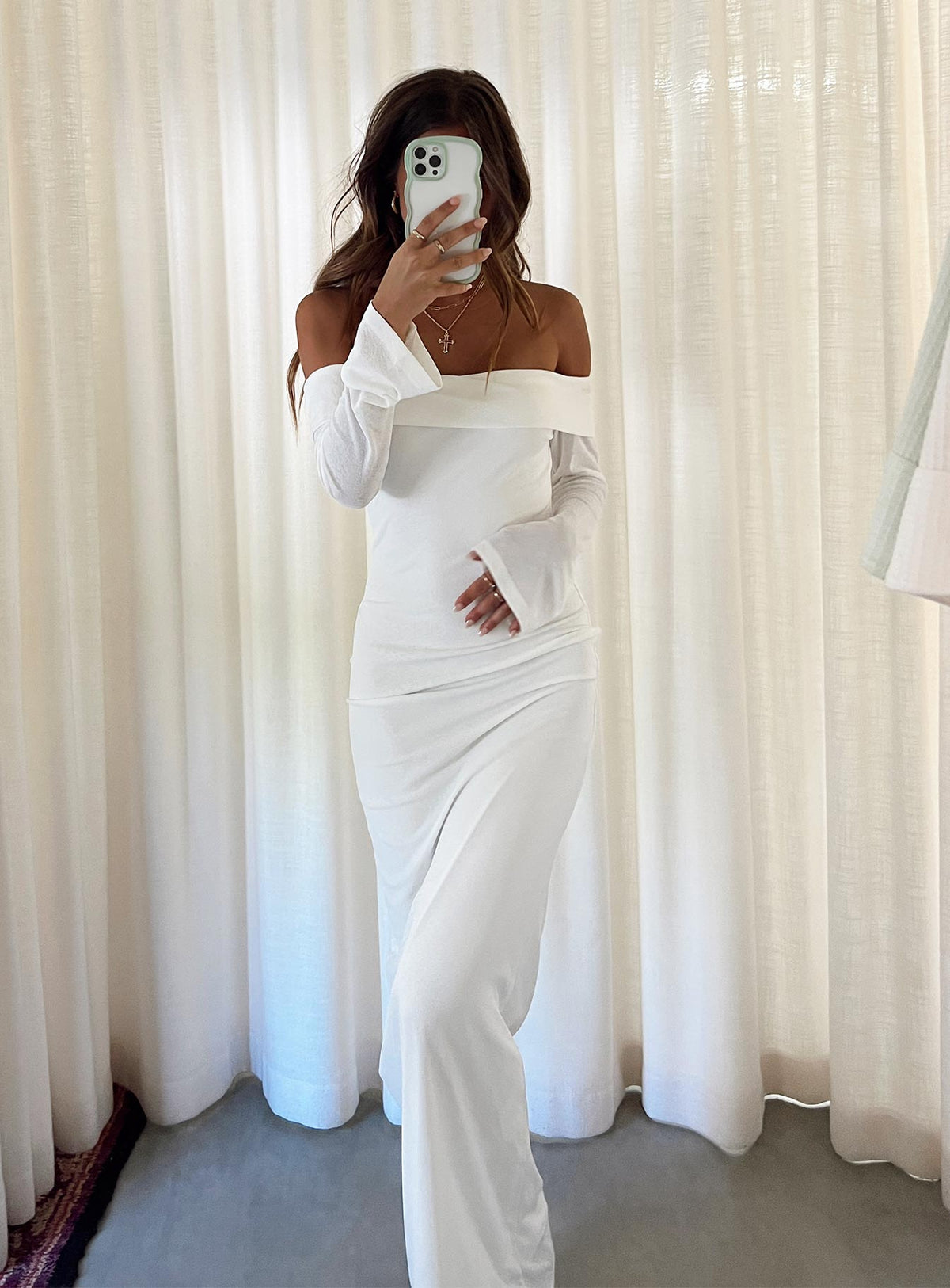Maida Long Sleeve Maxi Dress White