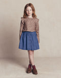 Woven Button-Through Skirt-Mid Wash