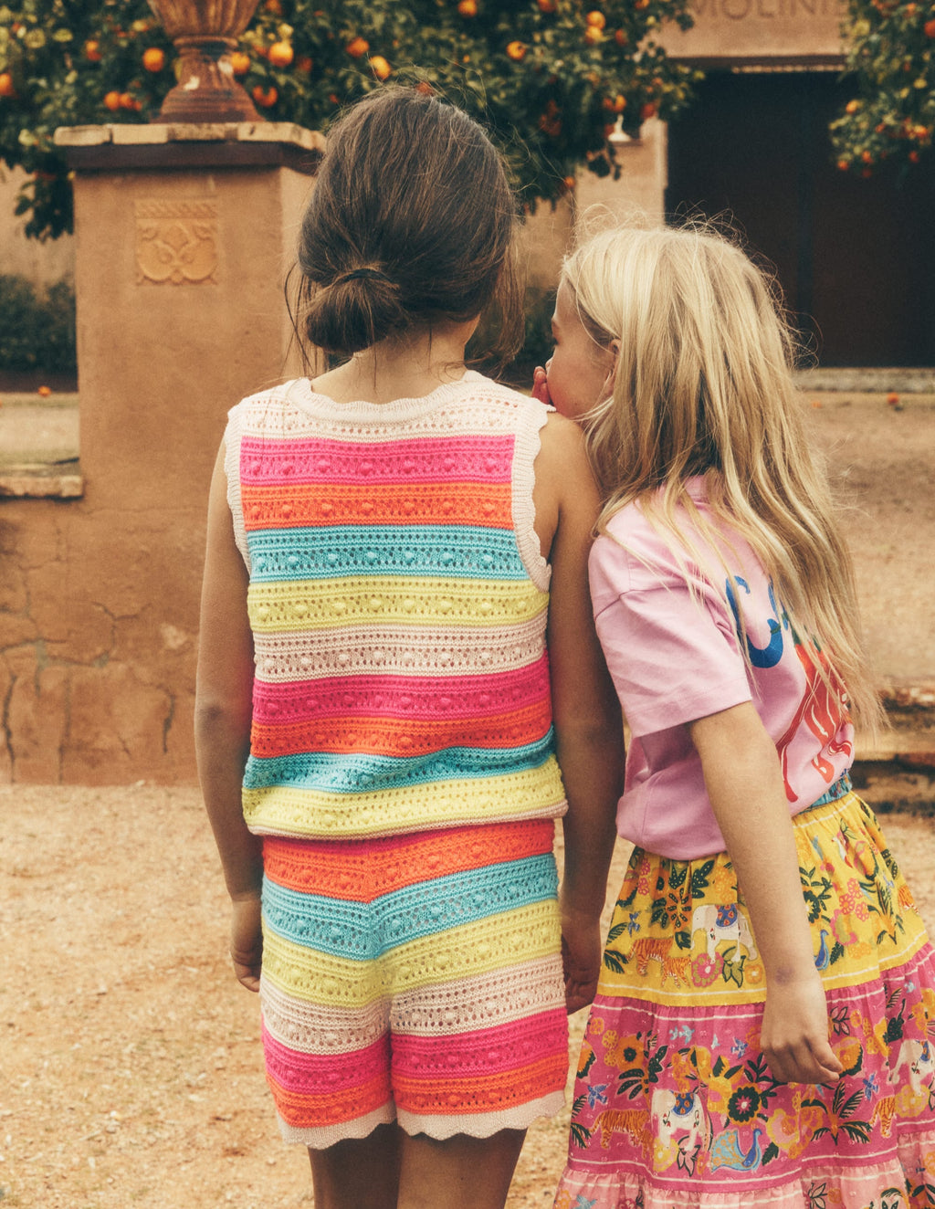 Knitted Shorts-Neon Multi Stripe