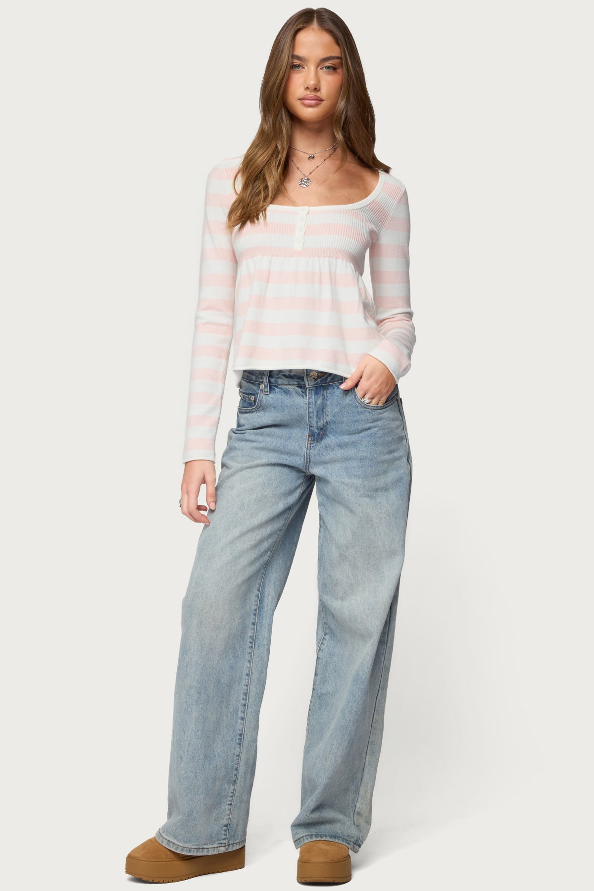 Lockie Striped Knit Babydoll Top