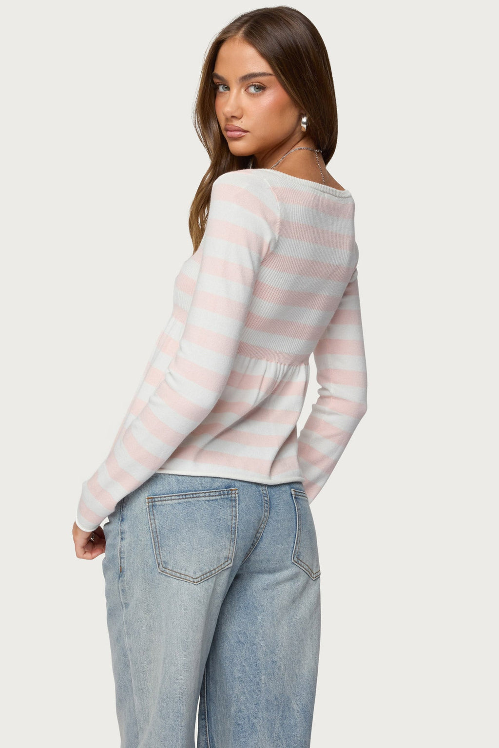 Lockie Striped Knit Babydoll Top