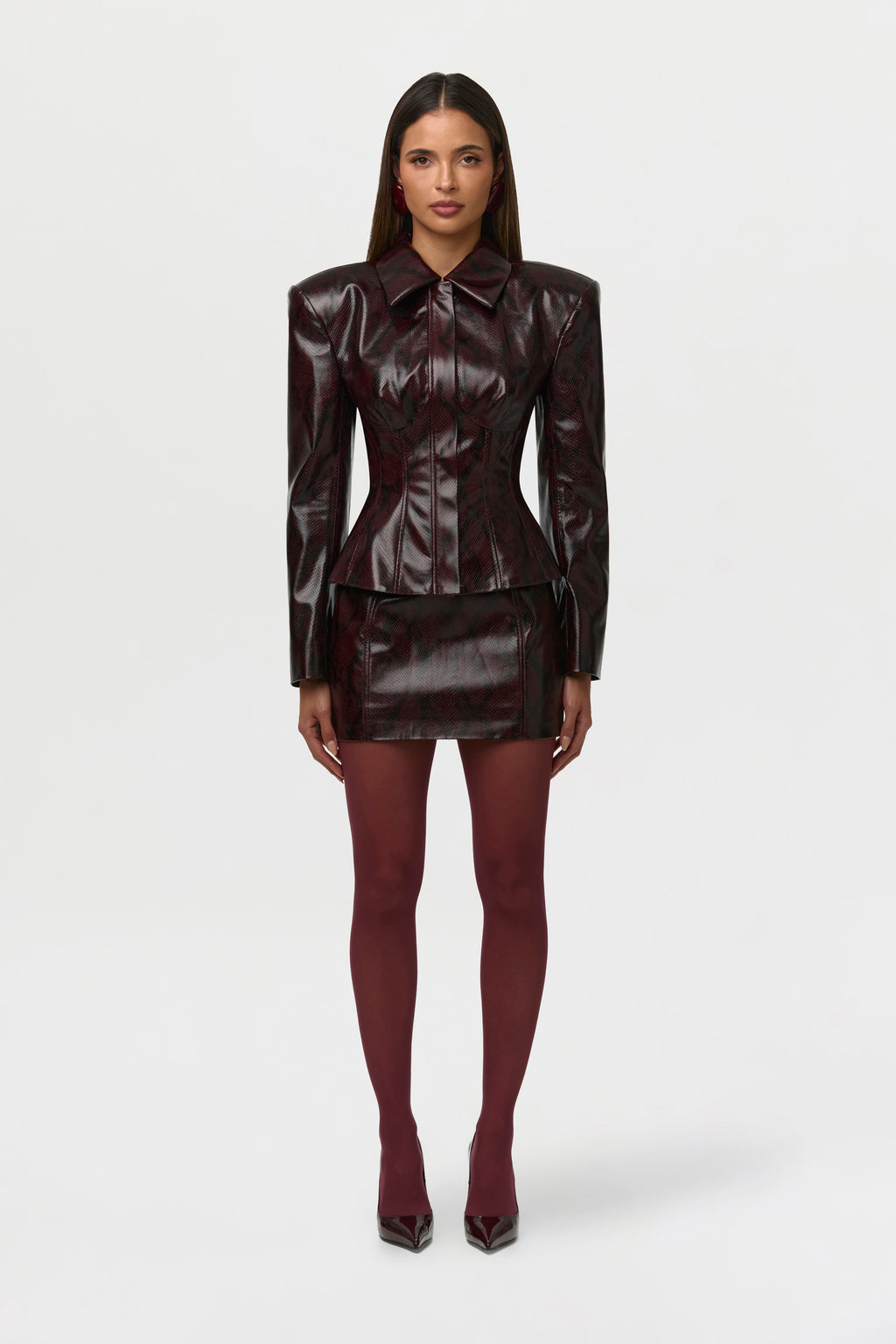 Vegan Leather Snakeskin Corset Blazer