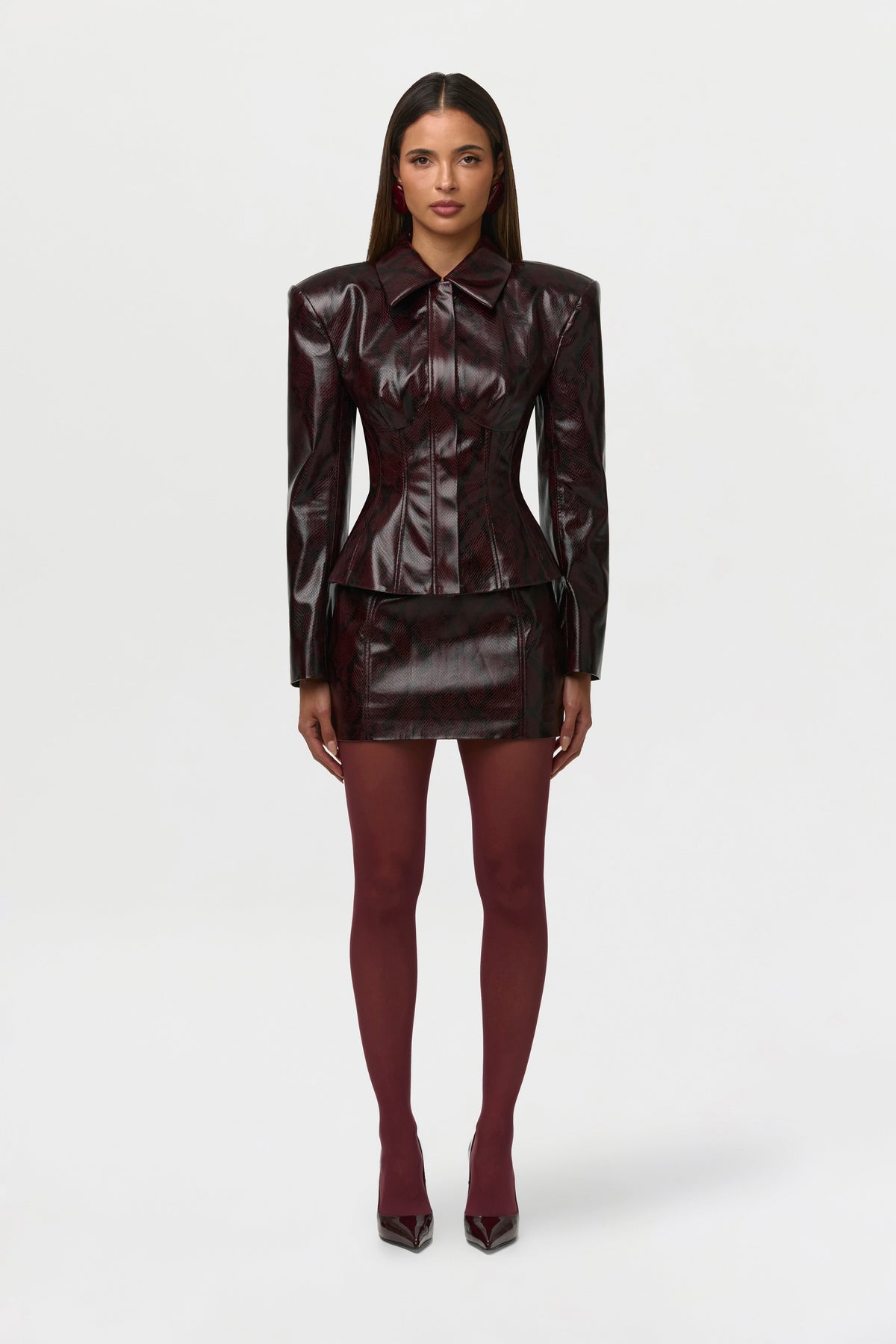 Vegan Leather Snakeskin Corset Blazer