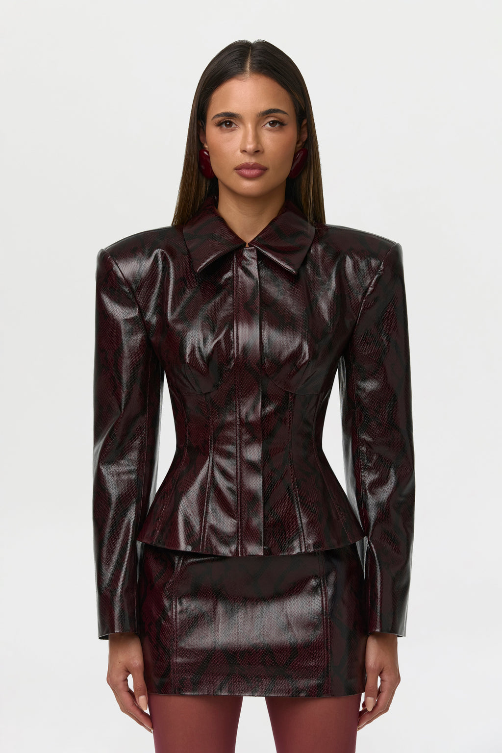 Vegan Leather Snakeskin Corset Blazer