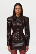 Vegan Leather Snakeskin Corset Blazer