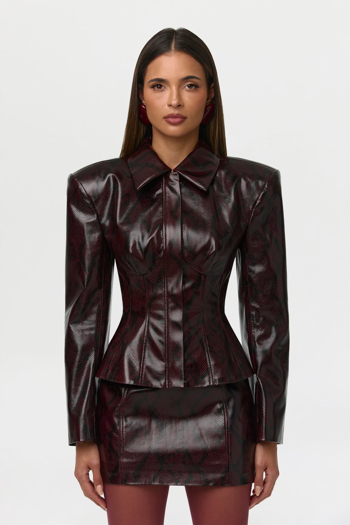 Vegan Leather Snakeskin Corset Blazer