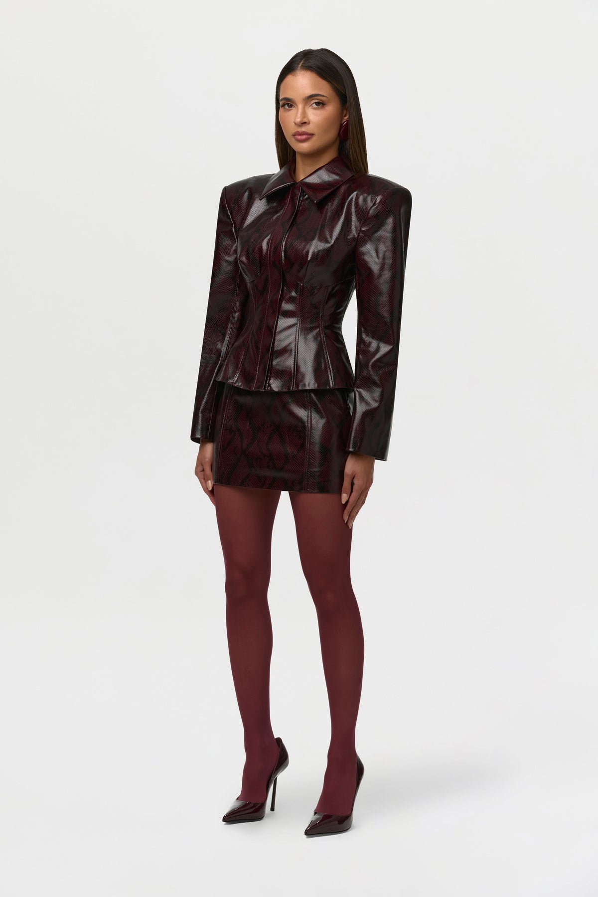 Vegan Leather Snakeskin Corset Blazer
