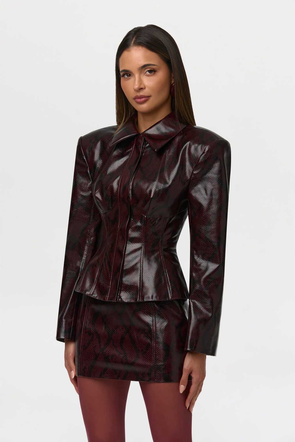 Vegan Leather Snakeskin Corset Blazer