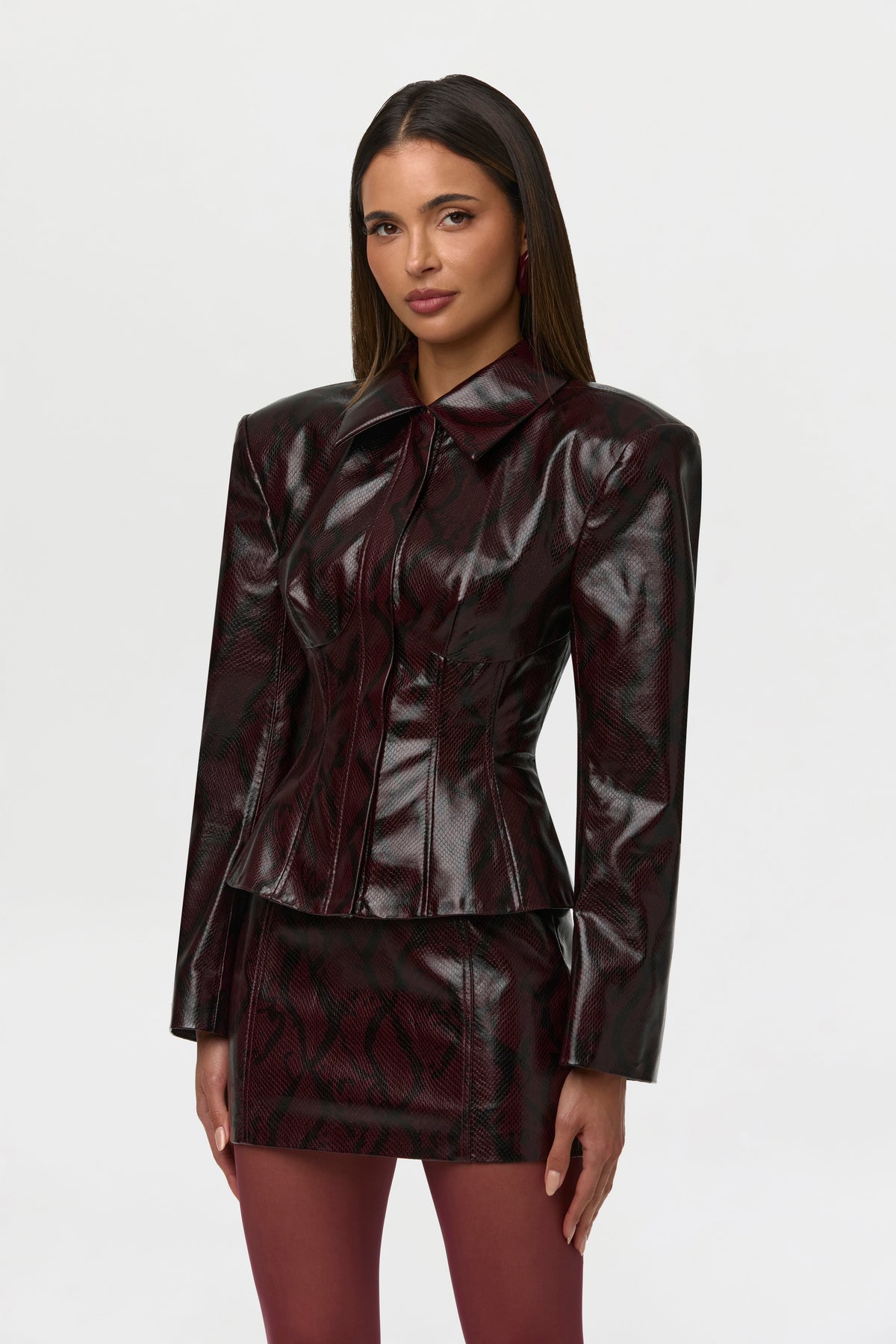 Vegan Leather Snakeskin Corset Blazer